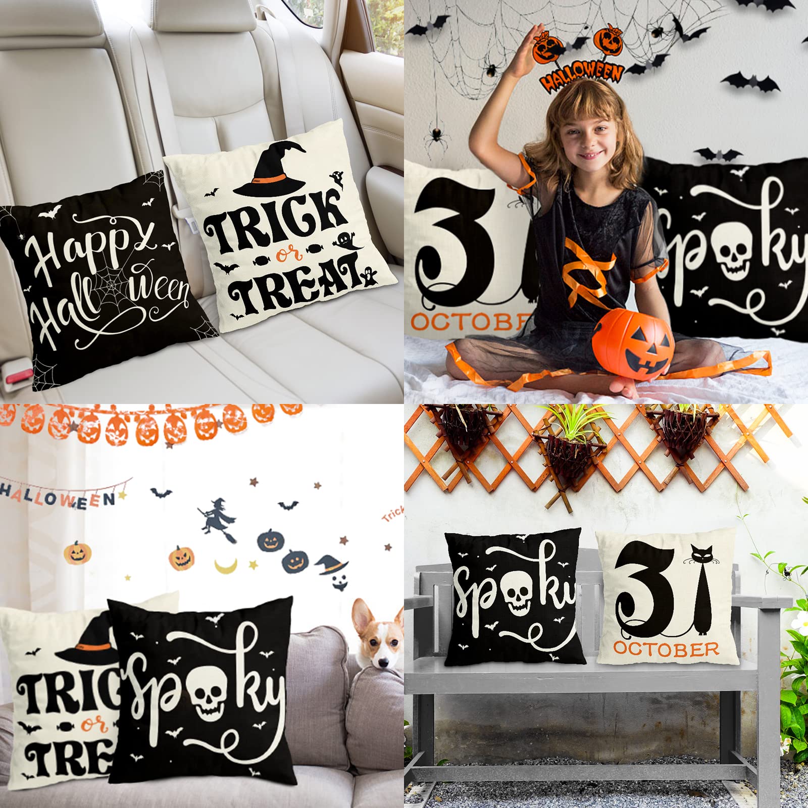 Halloween Decorations Pillow Covers 18x18 Set of 4