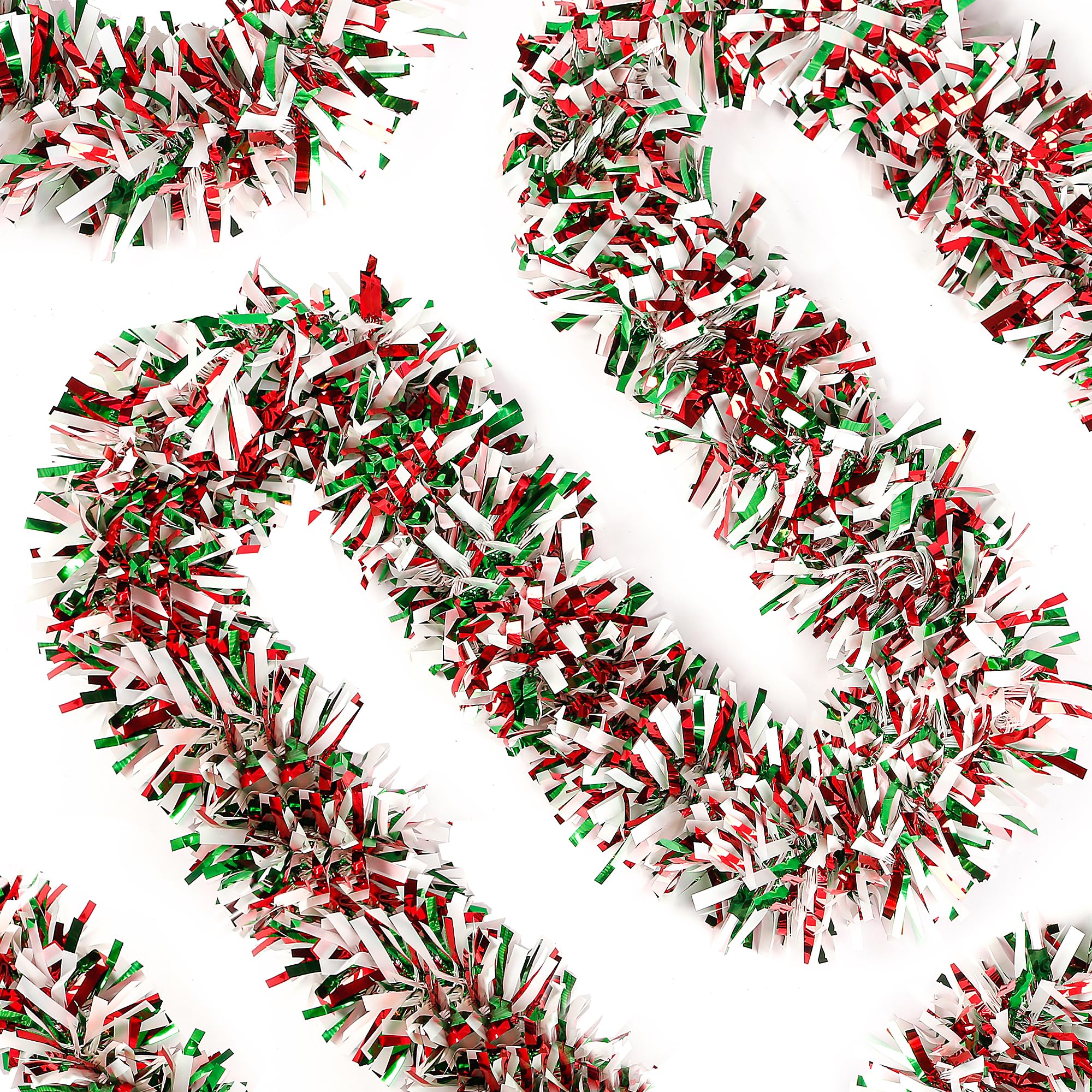 49.2Ft Christmas Green Red White Tinsel