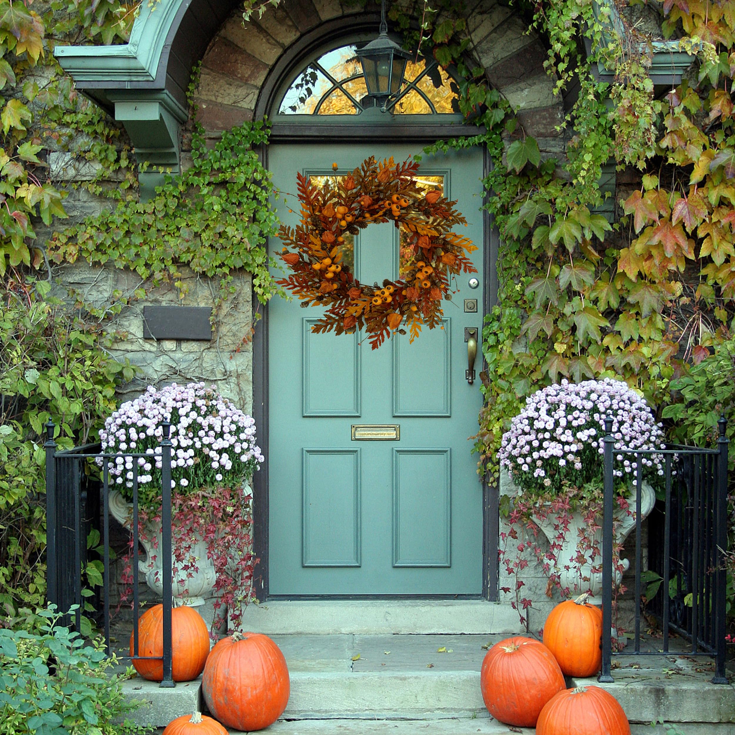 20 inch Autumn Oak Leaves Wreath Indoor/Outdoor