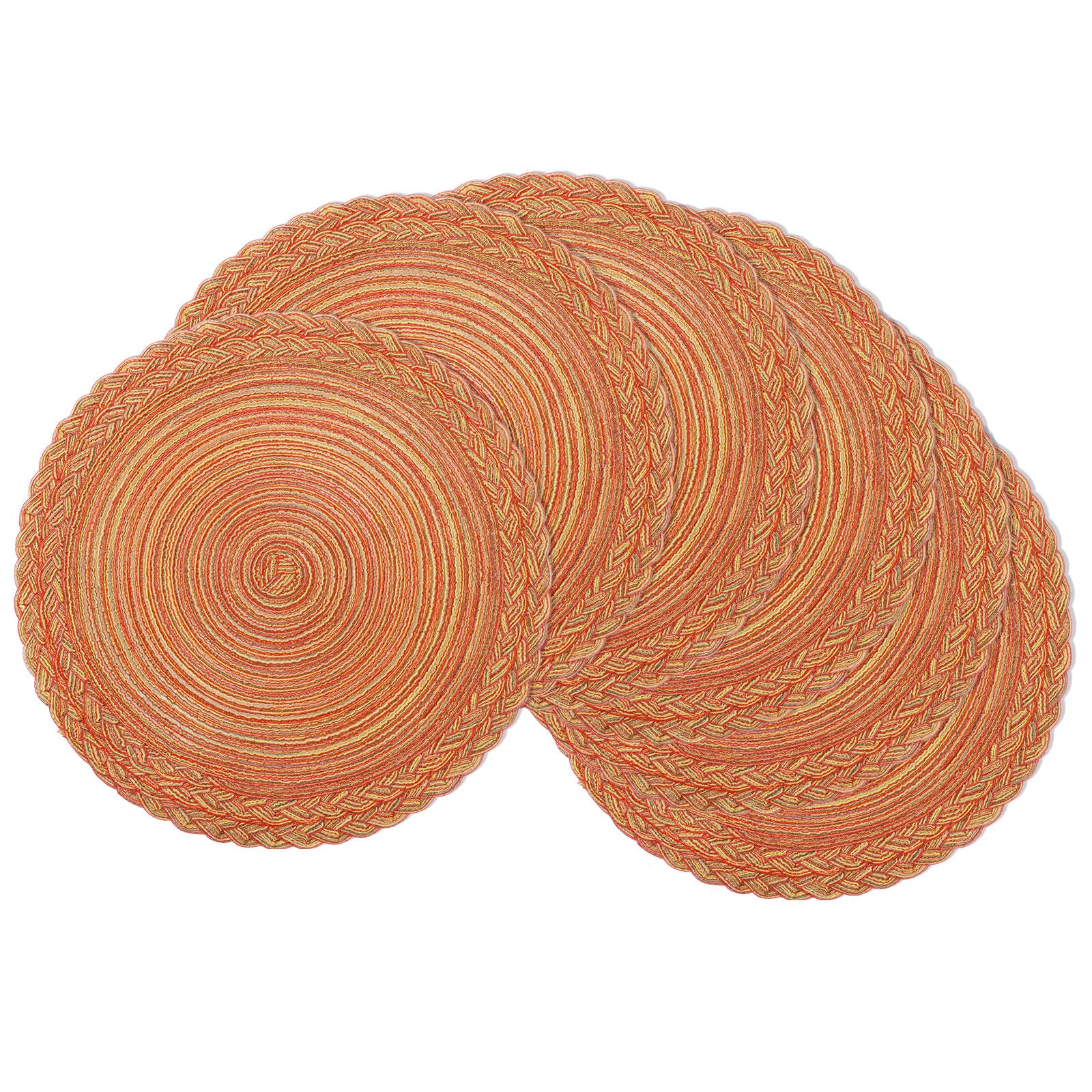 Set of 6 Woven Round Table Mats 15 inch Circle