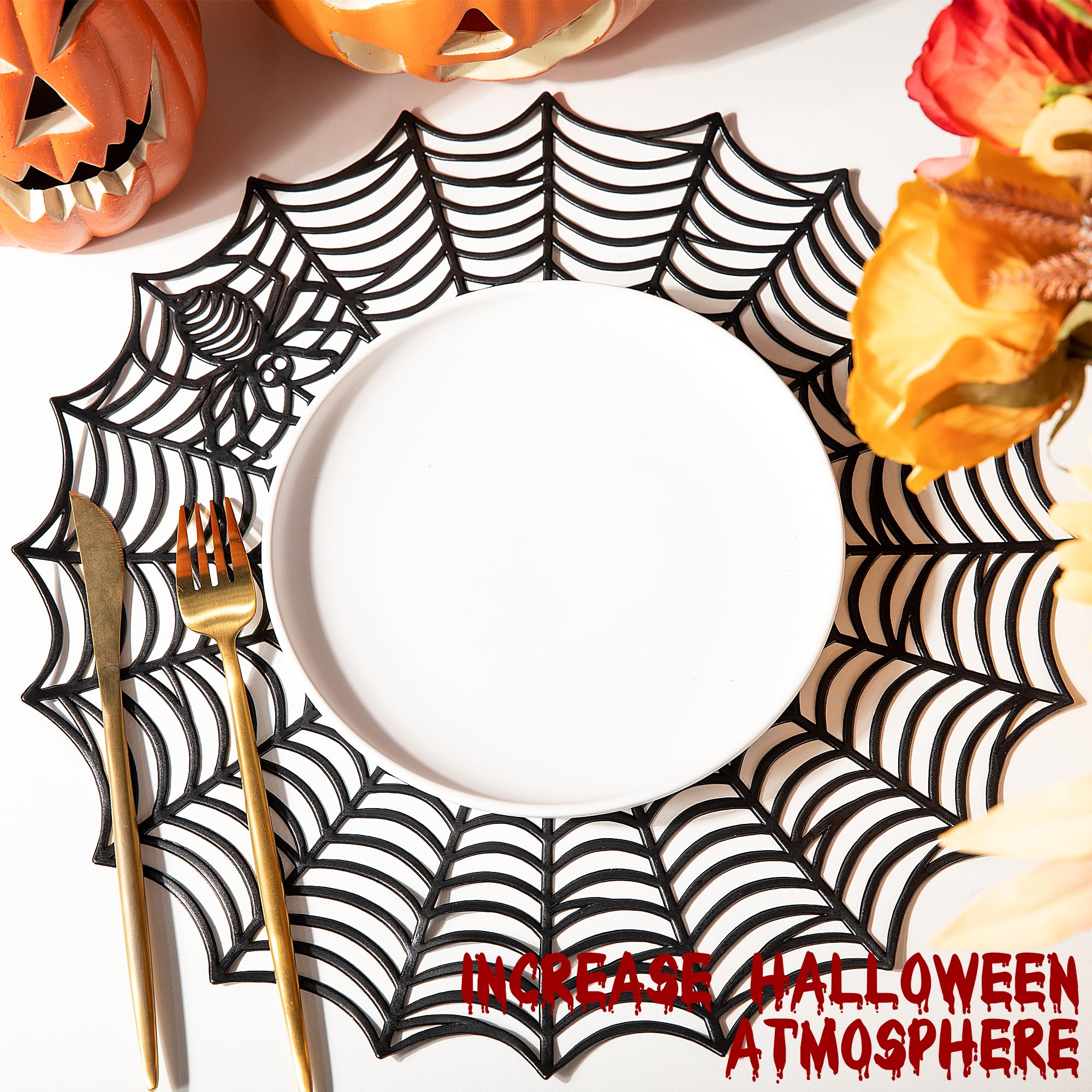 6 Pcs 15" Halloween Spider Web Placemats