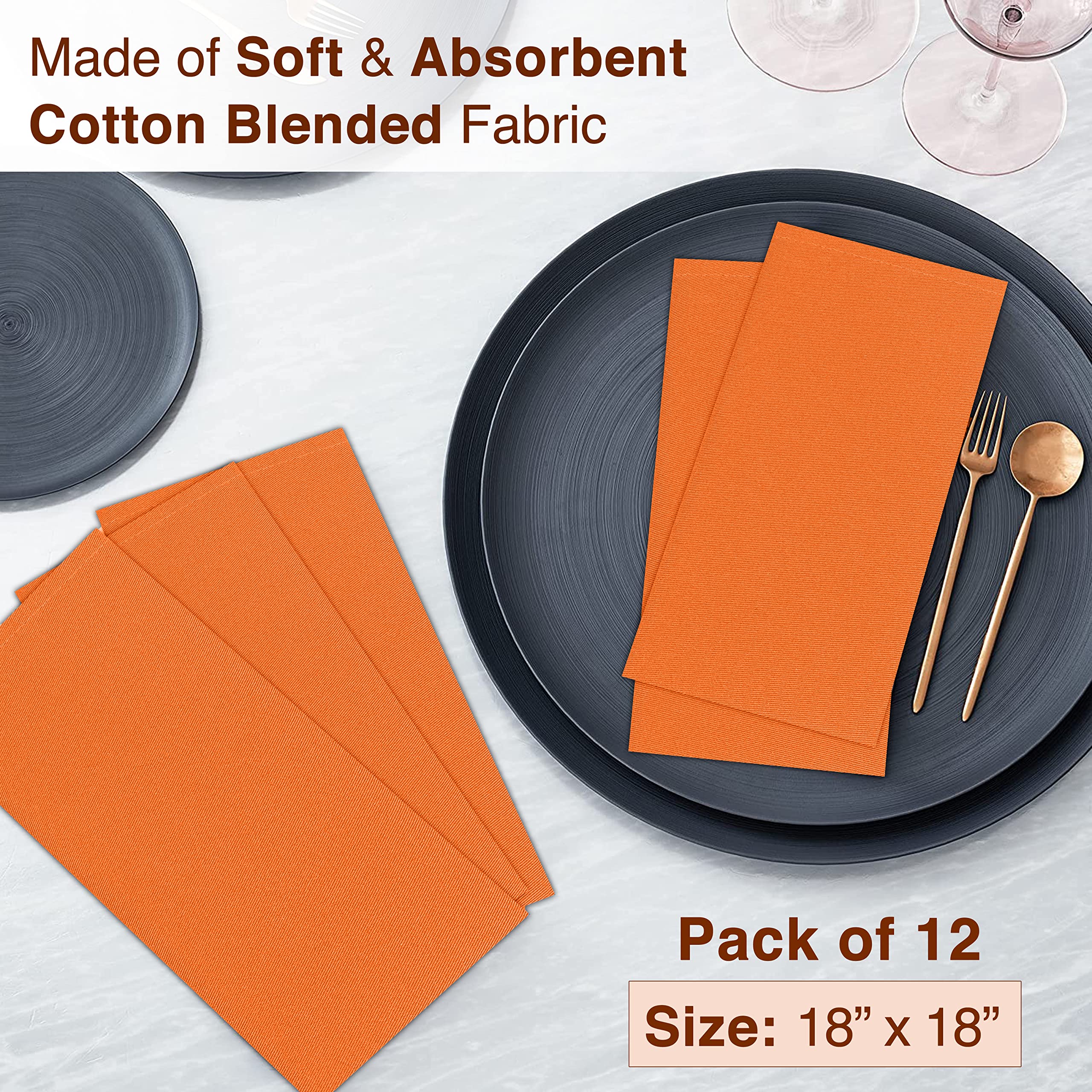 Cloth Napkins Set of 12 Orange/Fall