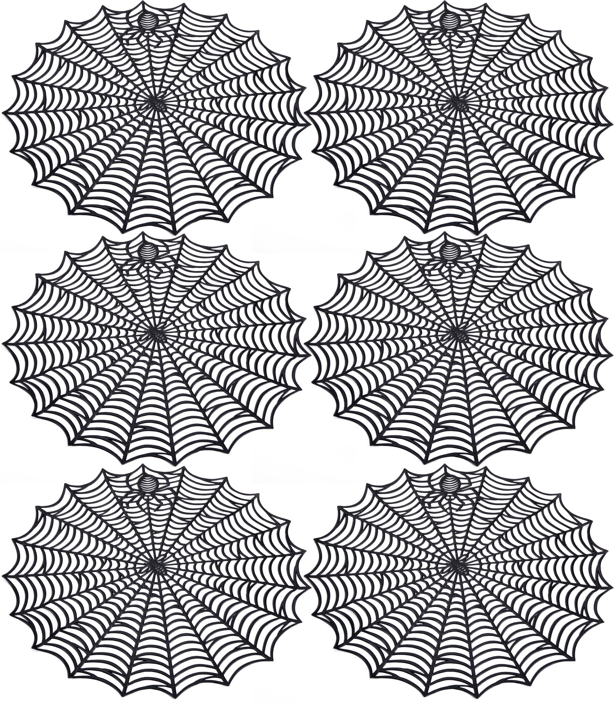 6 Pcs 15" Halloween Spider Web Placemats