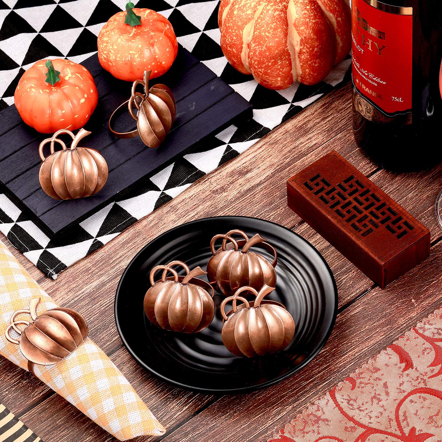 Pumpkin Napkin Ring Holders (Bronze, 12 Pieces)