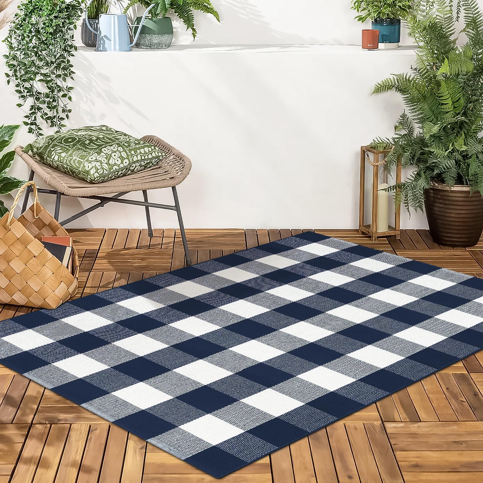 Buffalo Plaid Outdoor Rug, 3x5 Checkered Door Mat