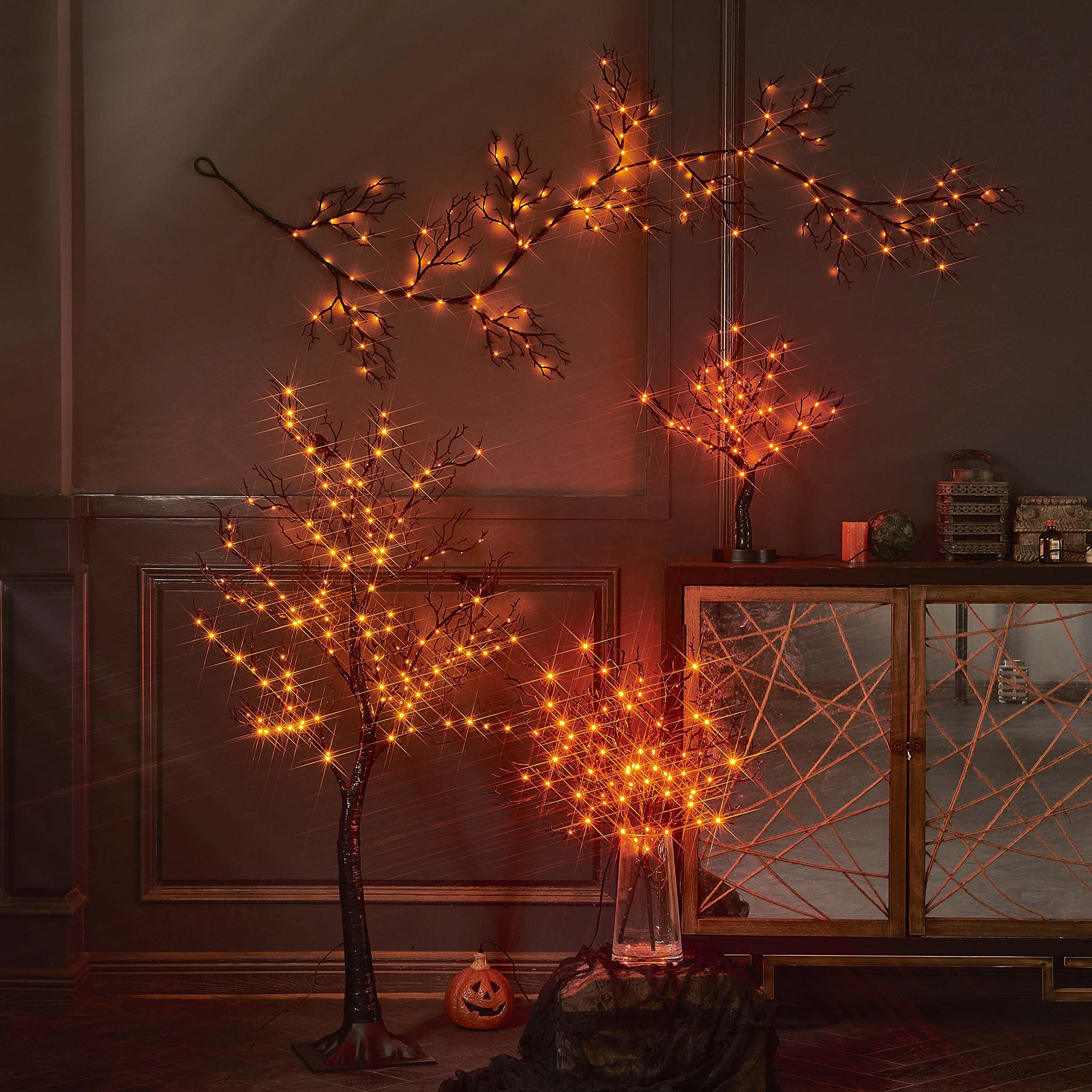 Halloween Decorations with Orange Lights