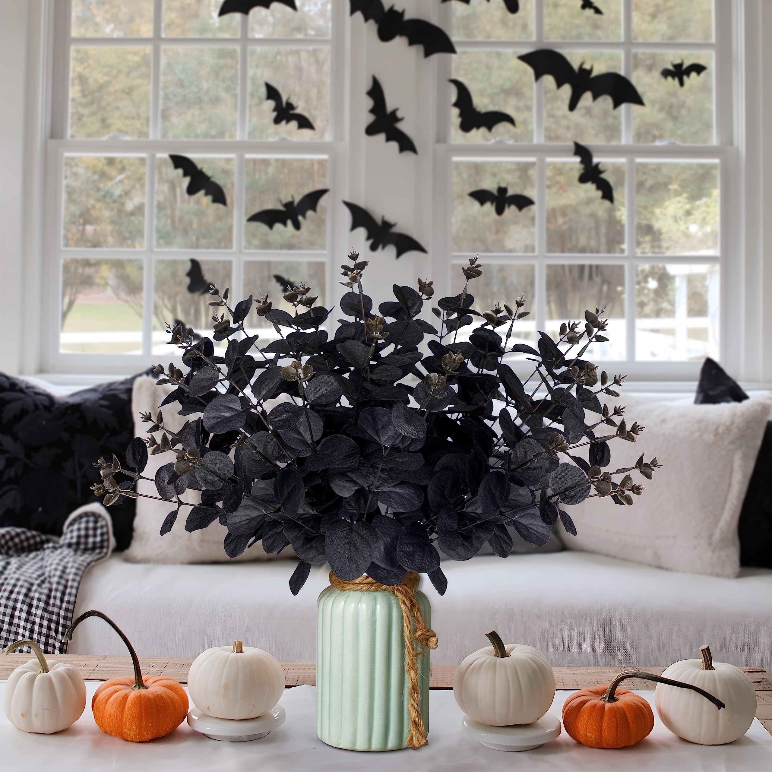 14PCS Black Halloween Decor Artificial Flowers Bulk