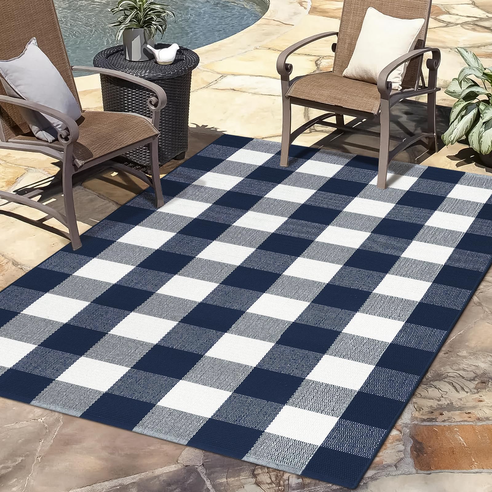 Buffalo Plaid Outdoor Rug, 3x5 Checkered Door Mat