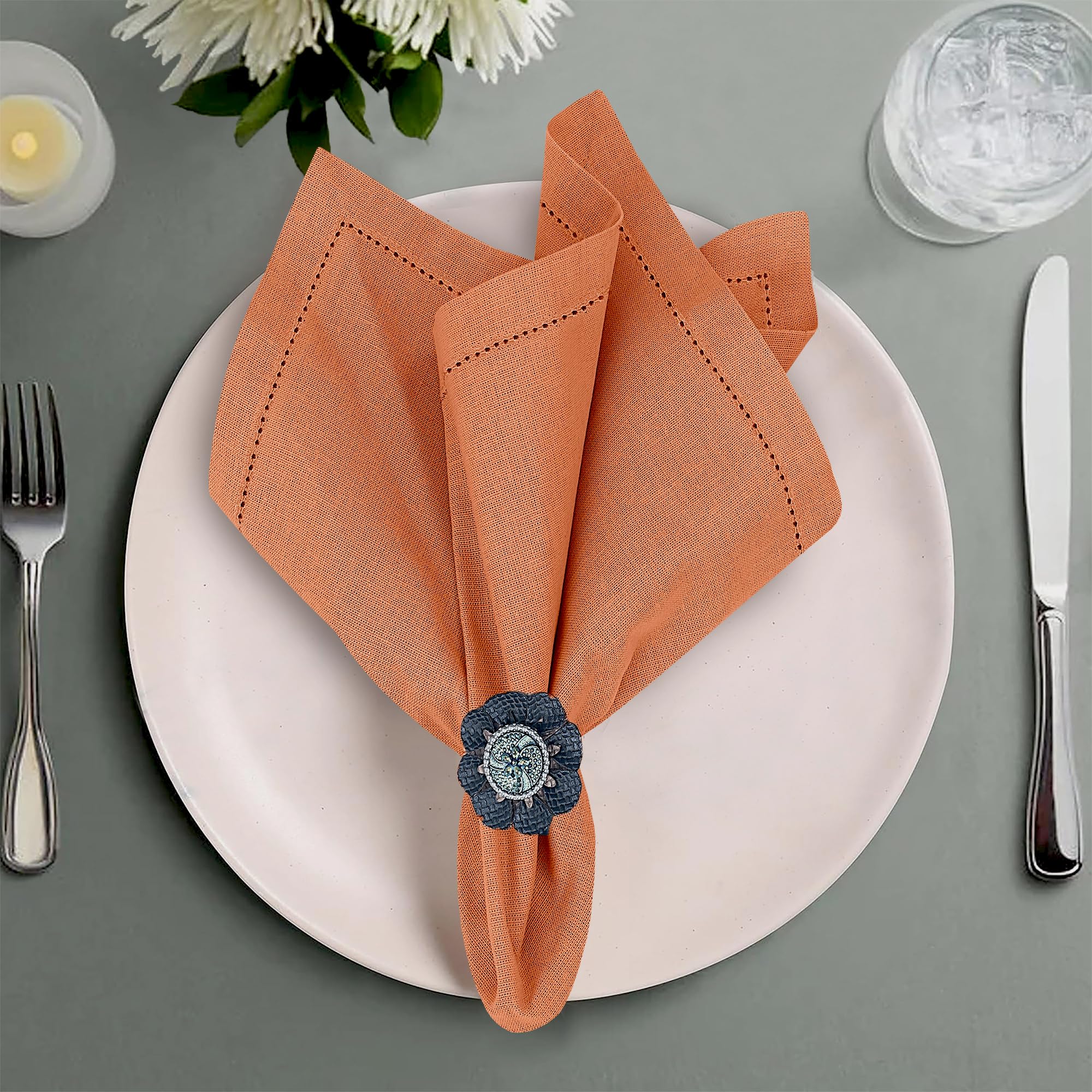 Premium Linen Napkins Set of 6 Fall/Orange