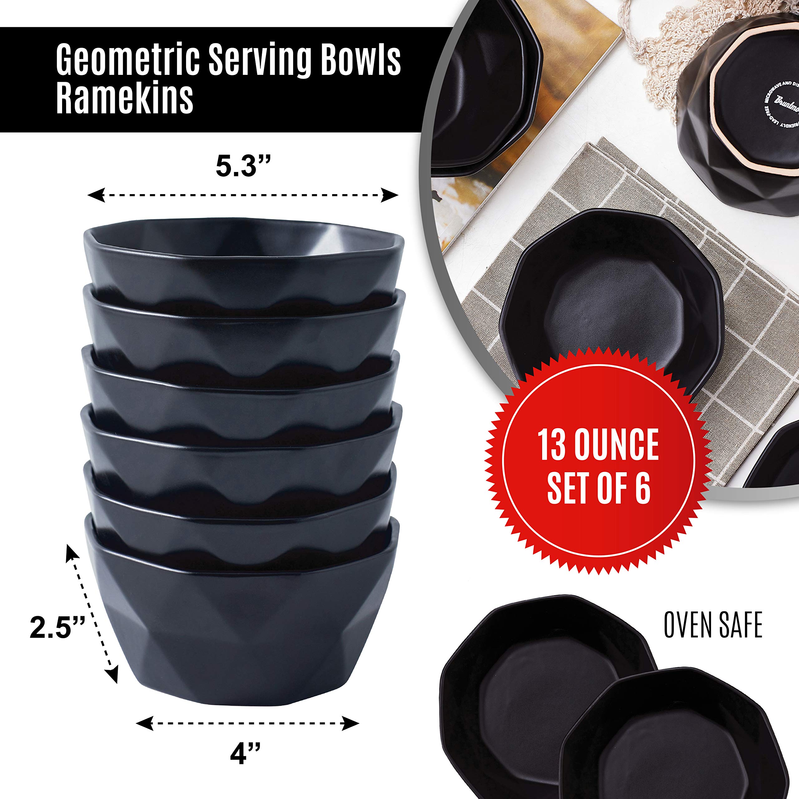 Geometric Ceramic Bowls (Black)