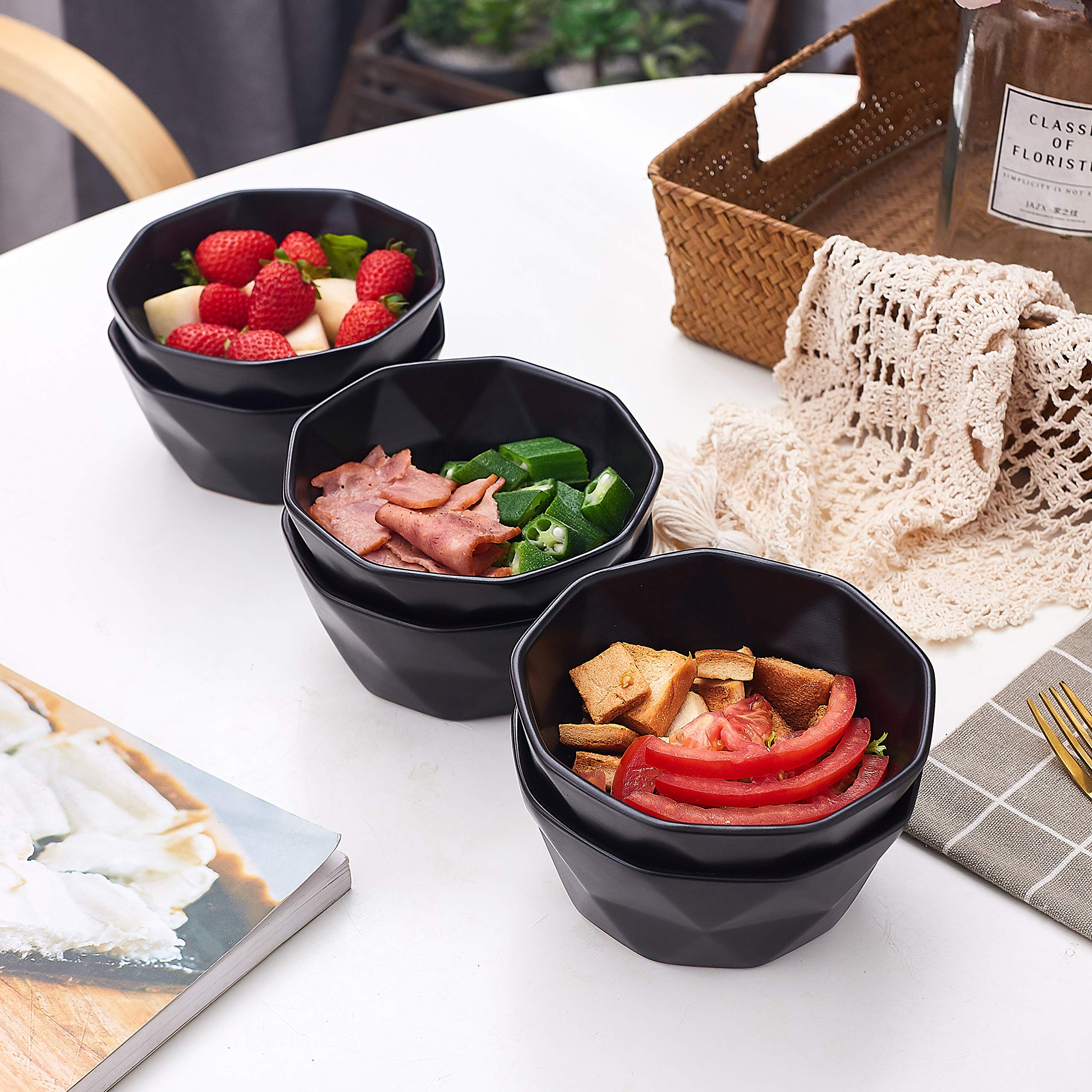 Geometric Ceramic Bowls (Black)