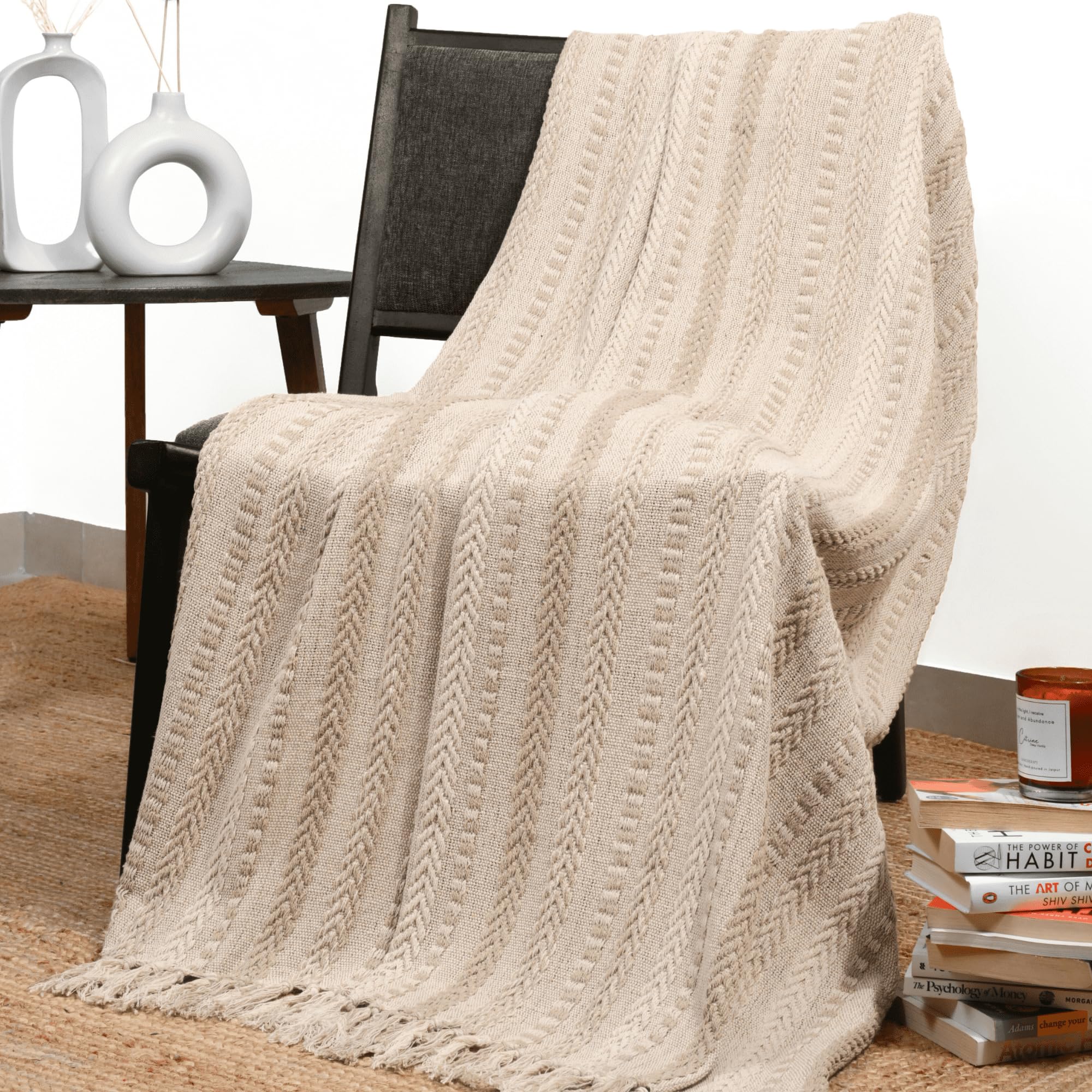 Warm Sand Farmhouse Throw Blanket - 50 x 60 Inches