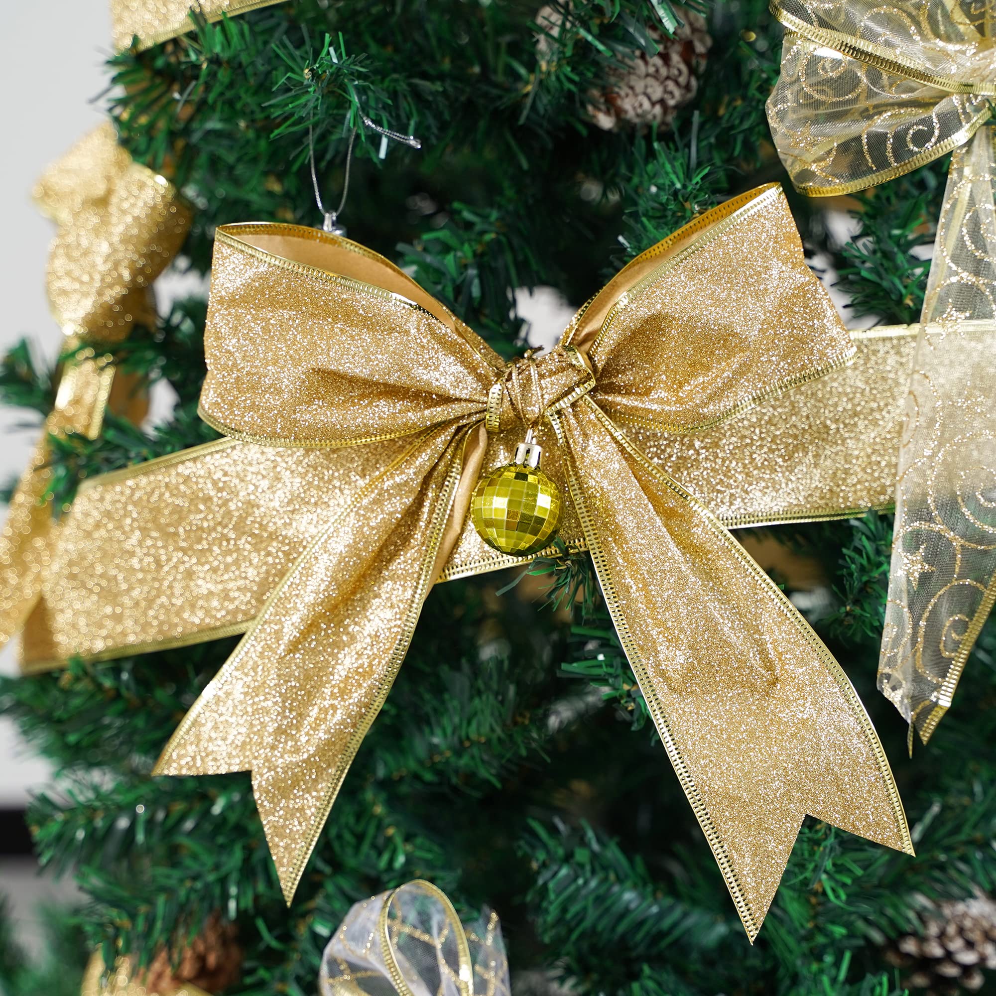 Gold shimmery ribbon for Christmas tree bows