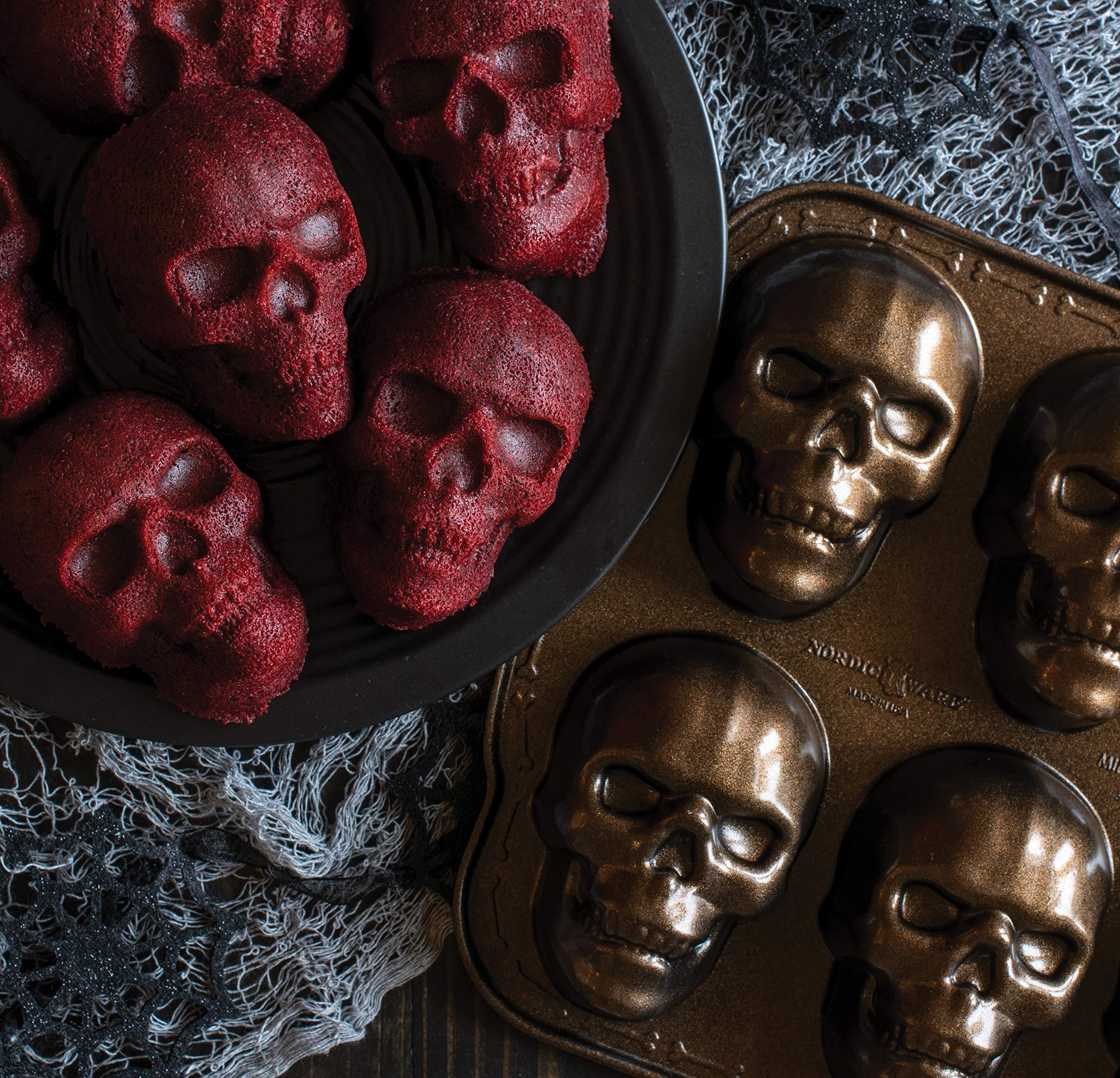 Halloween Bakeware Haunted Skull Cakelet Pan Bronze