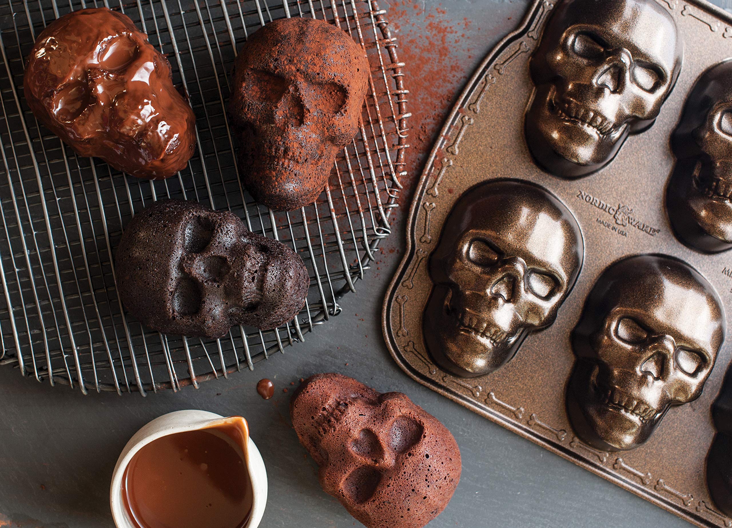 Halloween Bakeware Haunted Skull Cakelet Pan Bronze