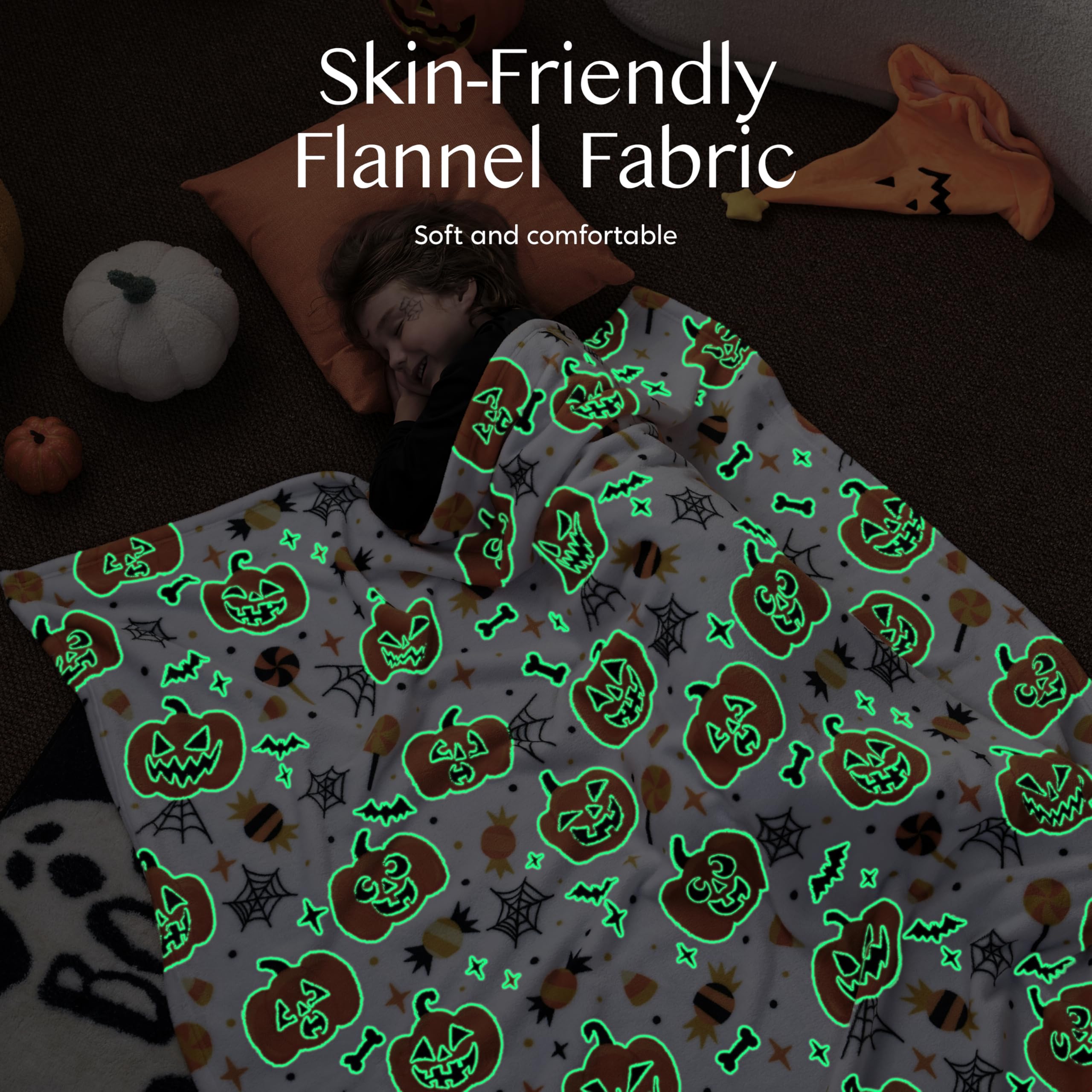 soft and comfortable Halloween blanket in skin-friendly flannel fabric