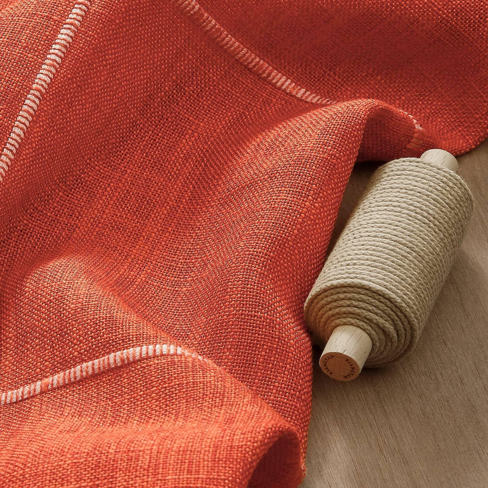 Orange Grid Farmhouse Style Embroidered Fall Tablecloth