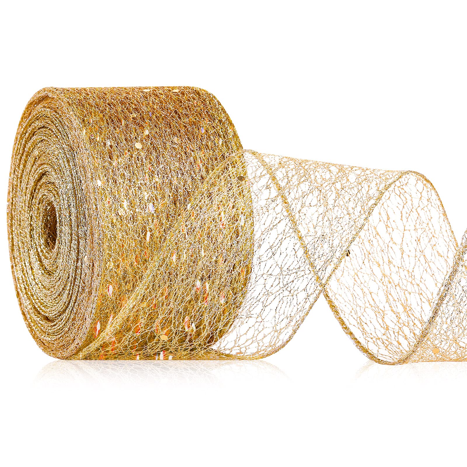 Gold Glitter Christmas Metallic Ribbons 20 Yard