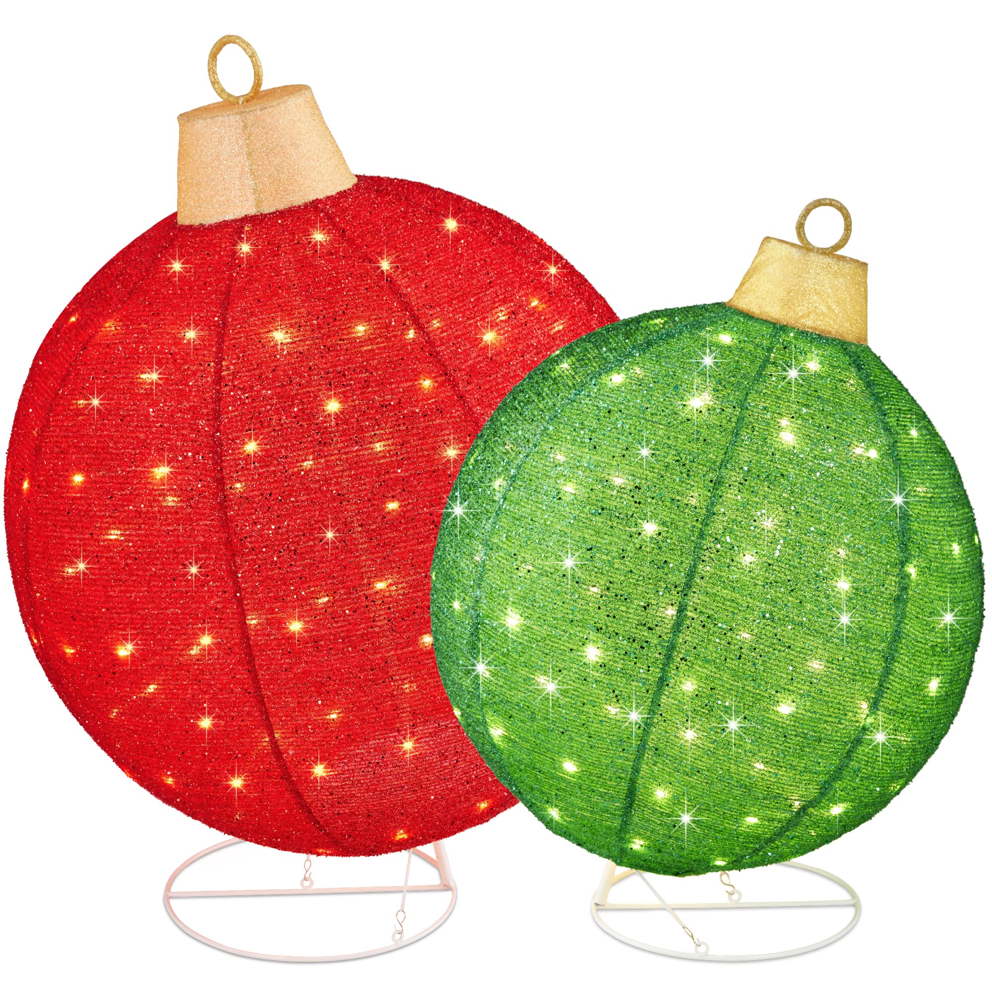 2pc Lighted Pop-Up Outdoor Christmas Ornament Set - Red/Green