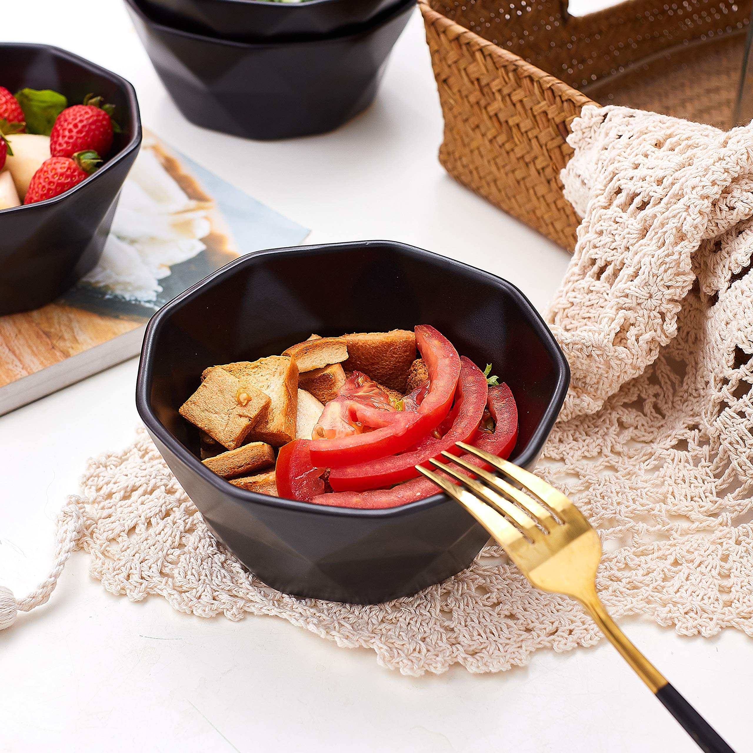 Geometric Ceramic Bowls (Black)