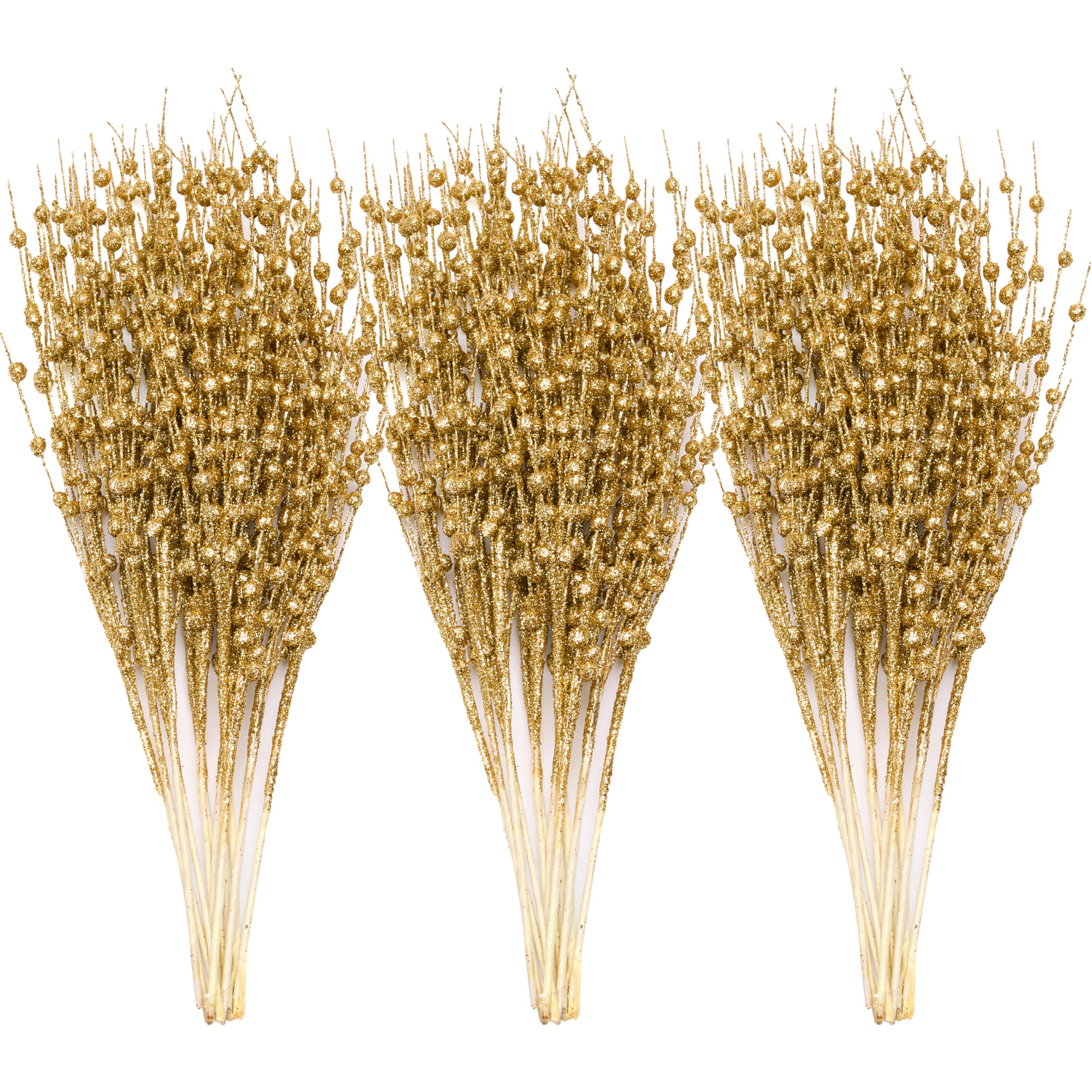 24 Pcs 17" Christmas Tree Berry Stem (Gold)