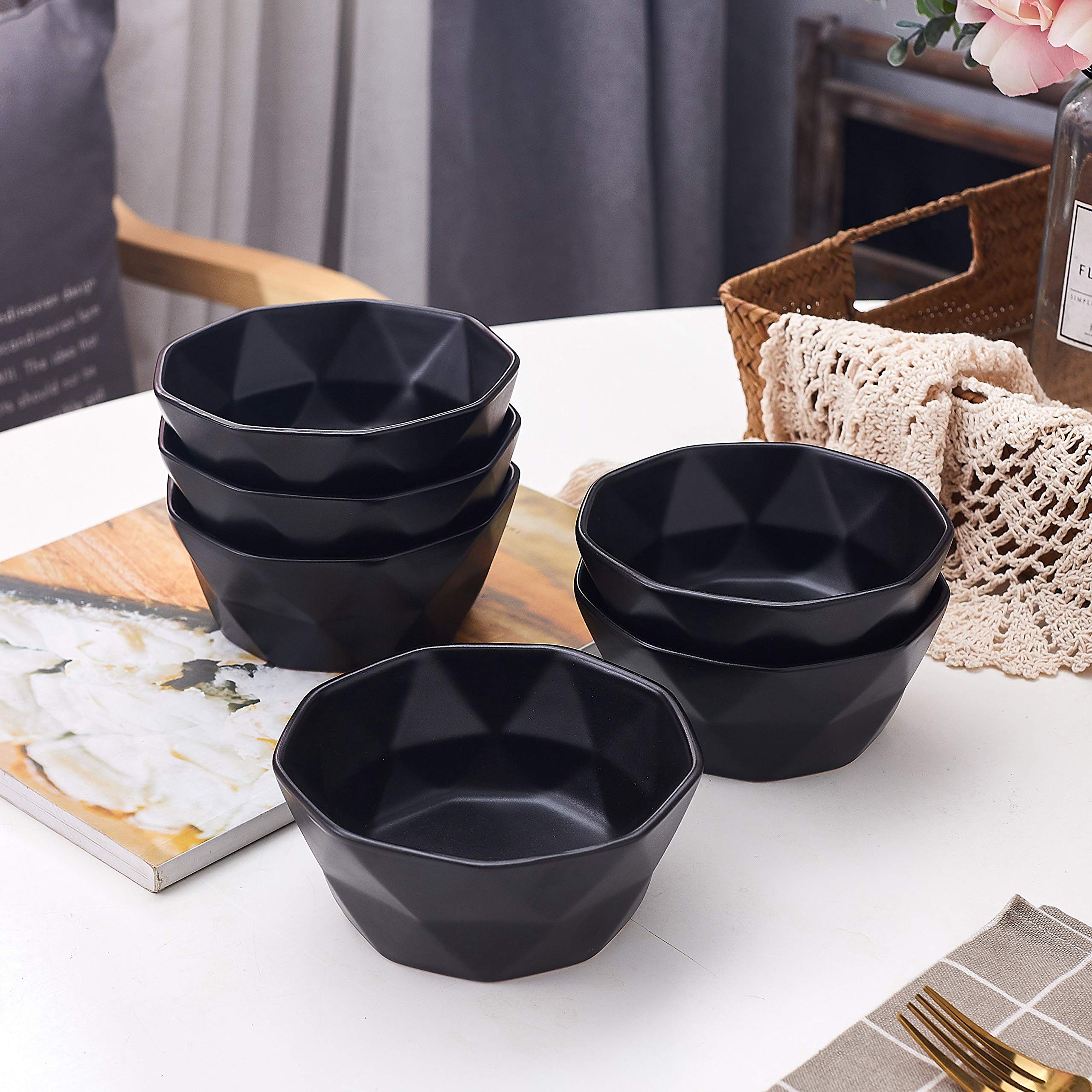 Geometric Ceramic Bowls (Black)