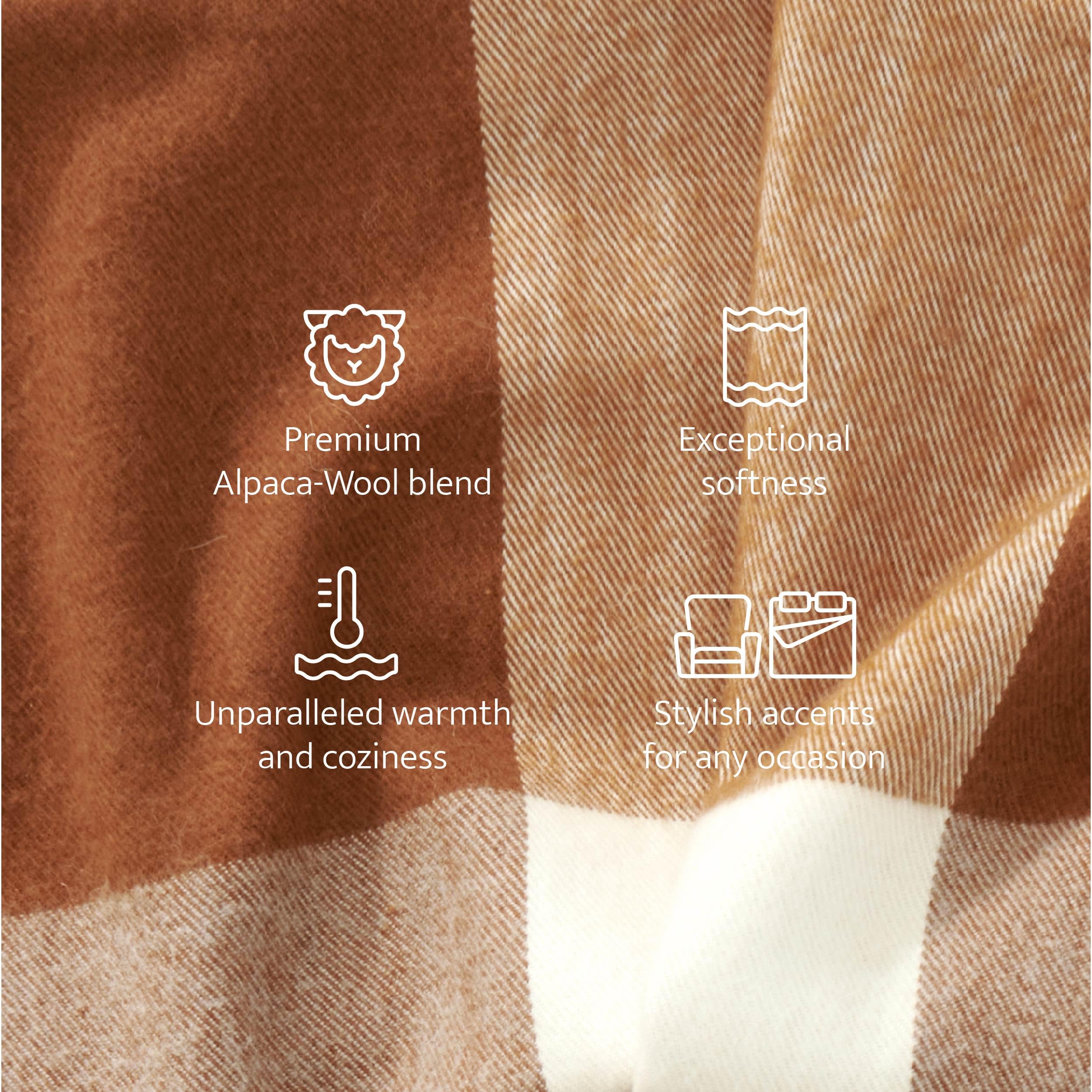 Alpaca Wool Throw Blanket - Luxury Decorative Fleece Blanket