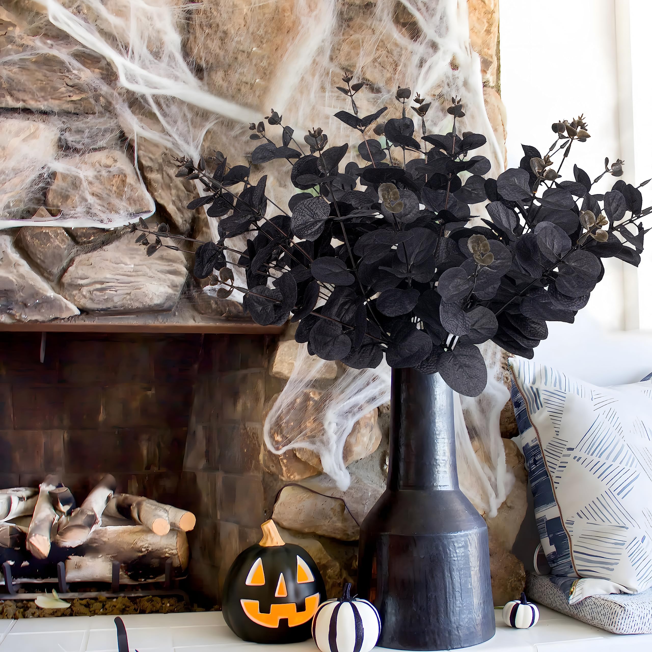 14PCS Black Halloween Decor Artificial Flowers Bulk