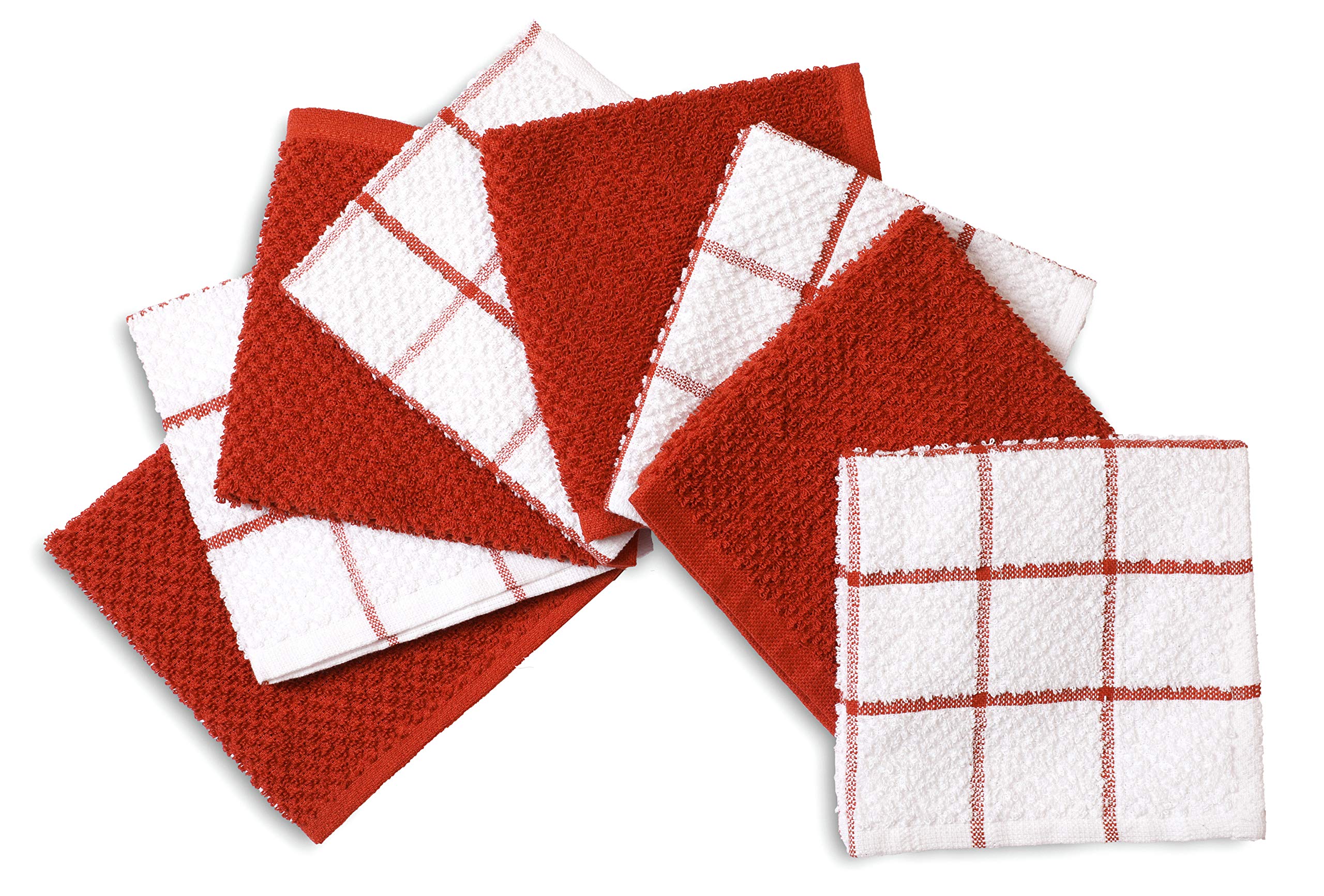 Terry Dish Cloths Set of 8 (12x12 Inch - Rust)