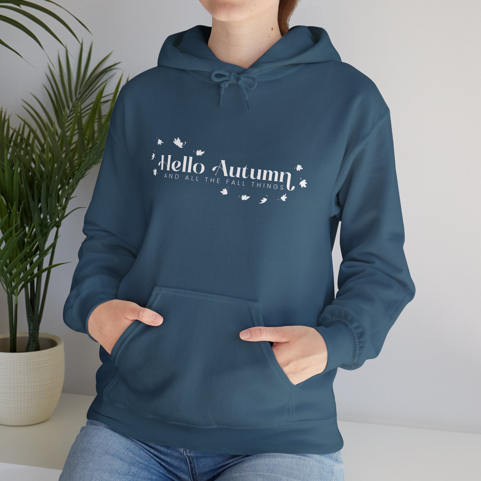 Hello Autumn And All The Fall Things Blue Hooded Sweatshirt