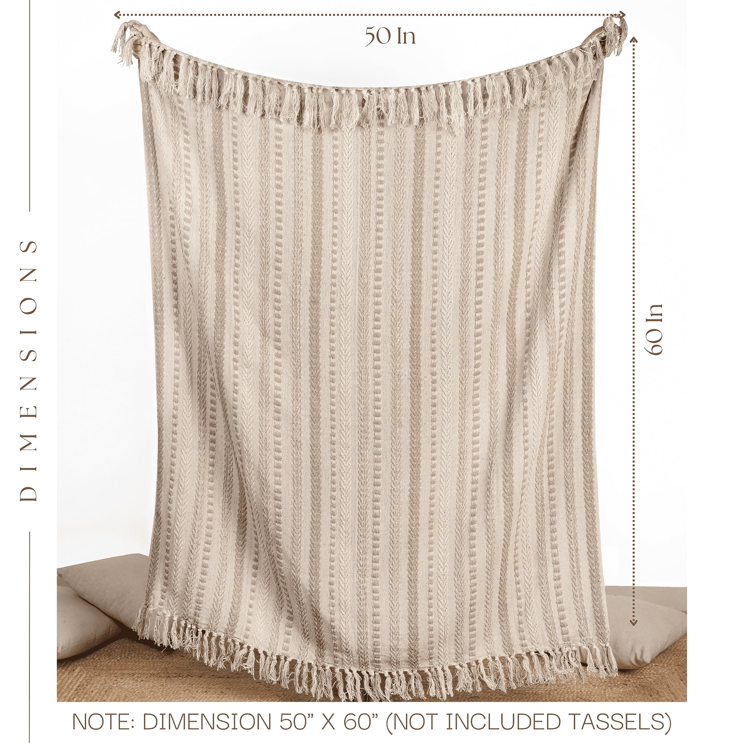 Farmhouse Throw Blanket - 50 x 60 Inches Warm Sand