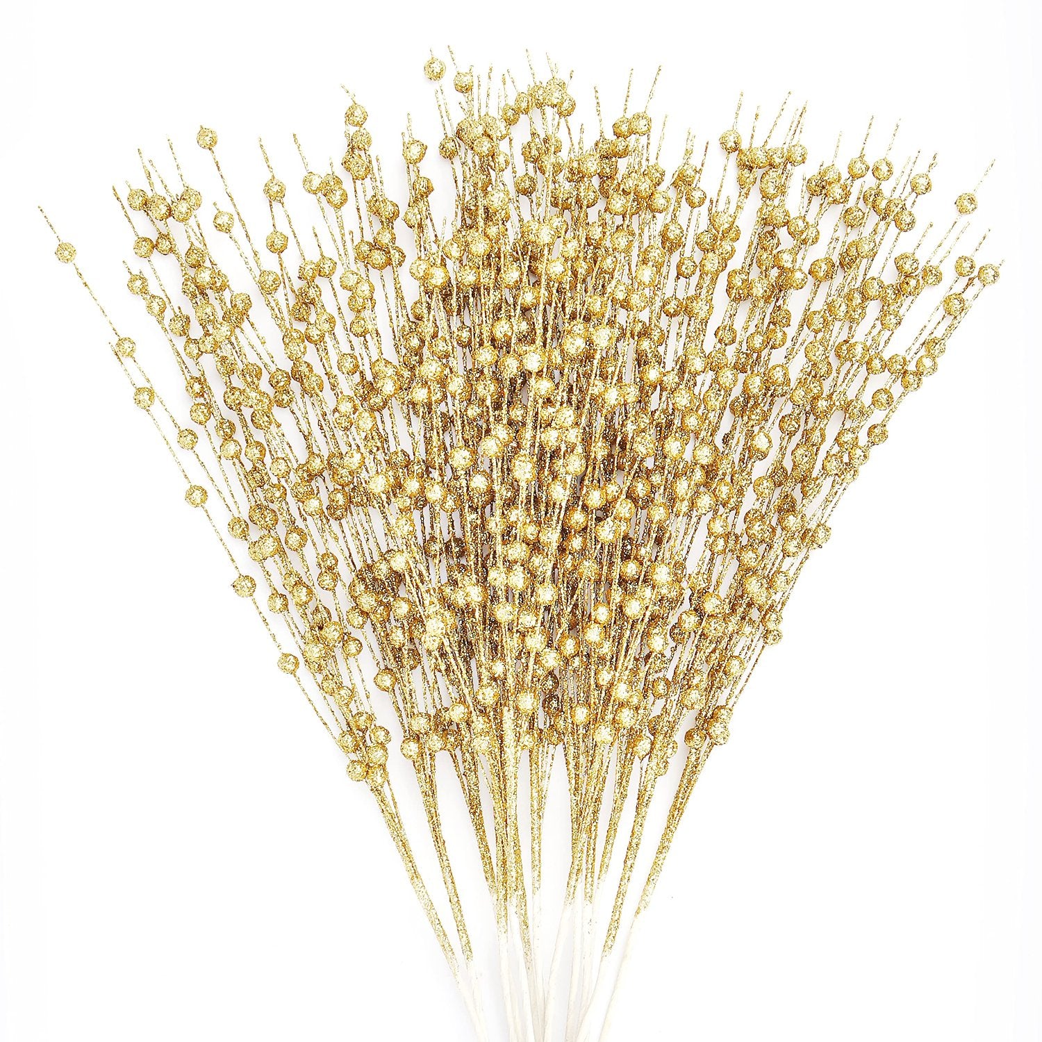 24 Pcs 17" Christmas Tree Berry Stem (Gold)