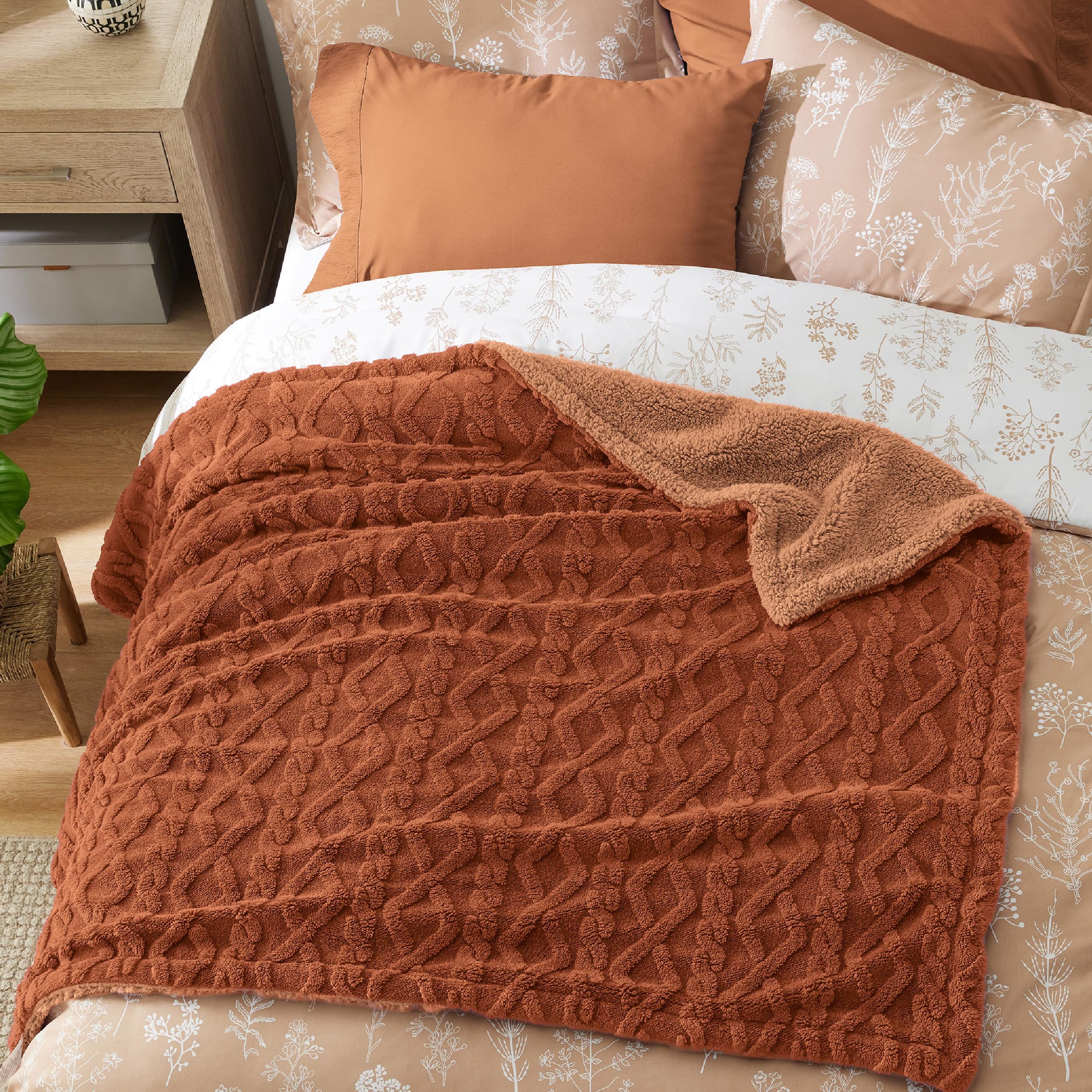 sherpa fall throw blanket in orange