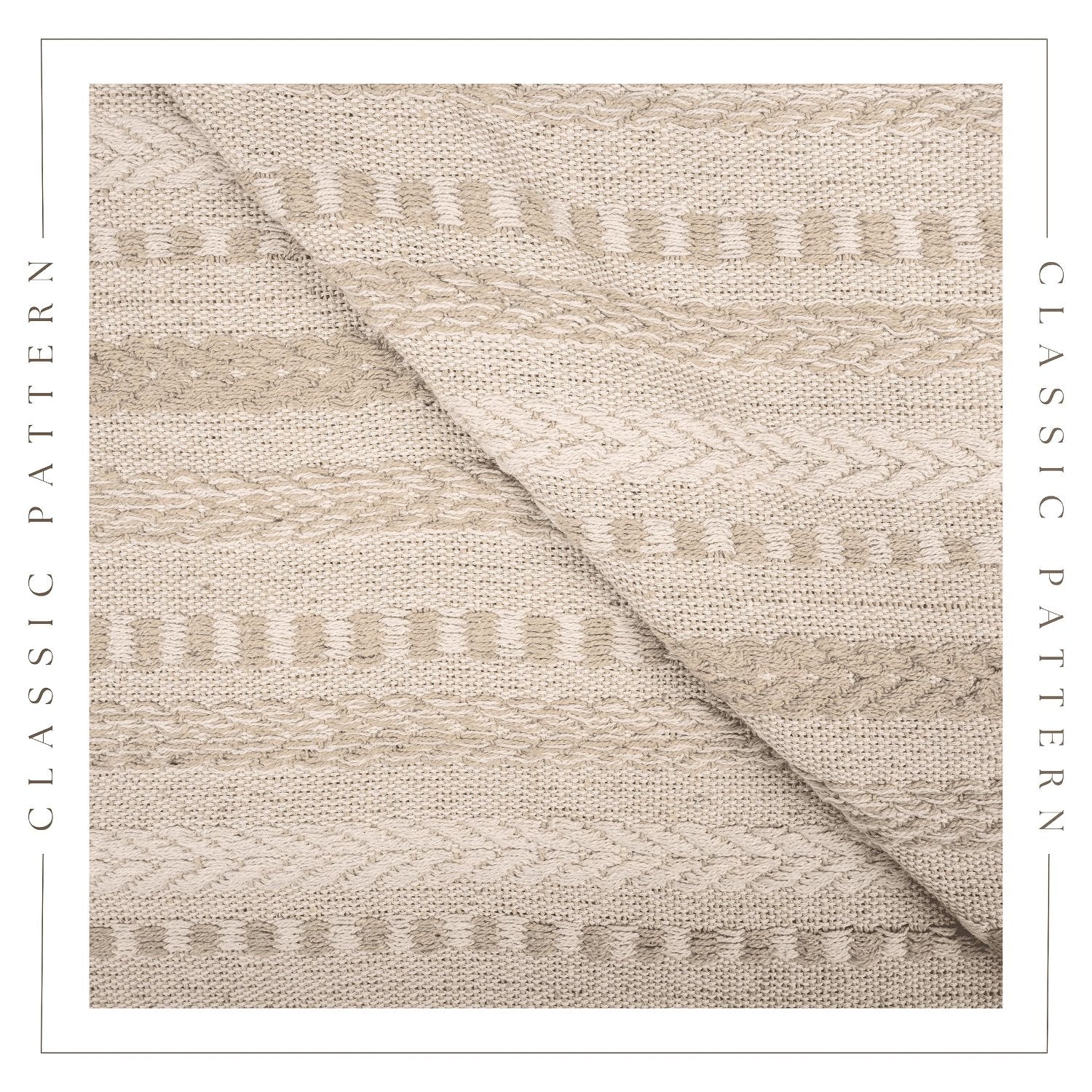 Farmhouse Throw Blanket - 50 x 60 Inches Warm Sand