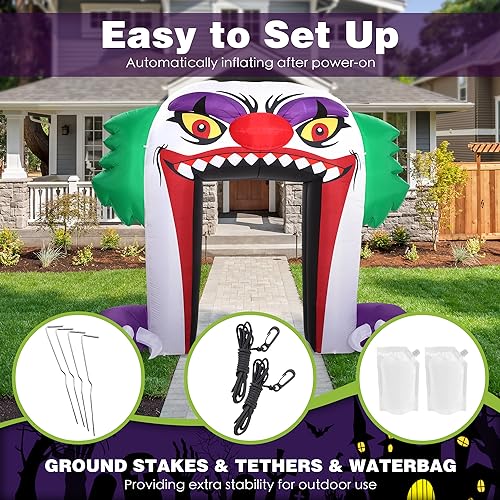 Inflatable Clown Arch is easy to set up with ground stakes, tethers and waterbag