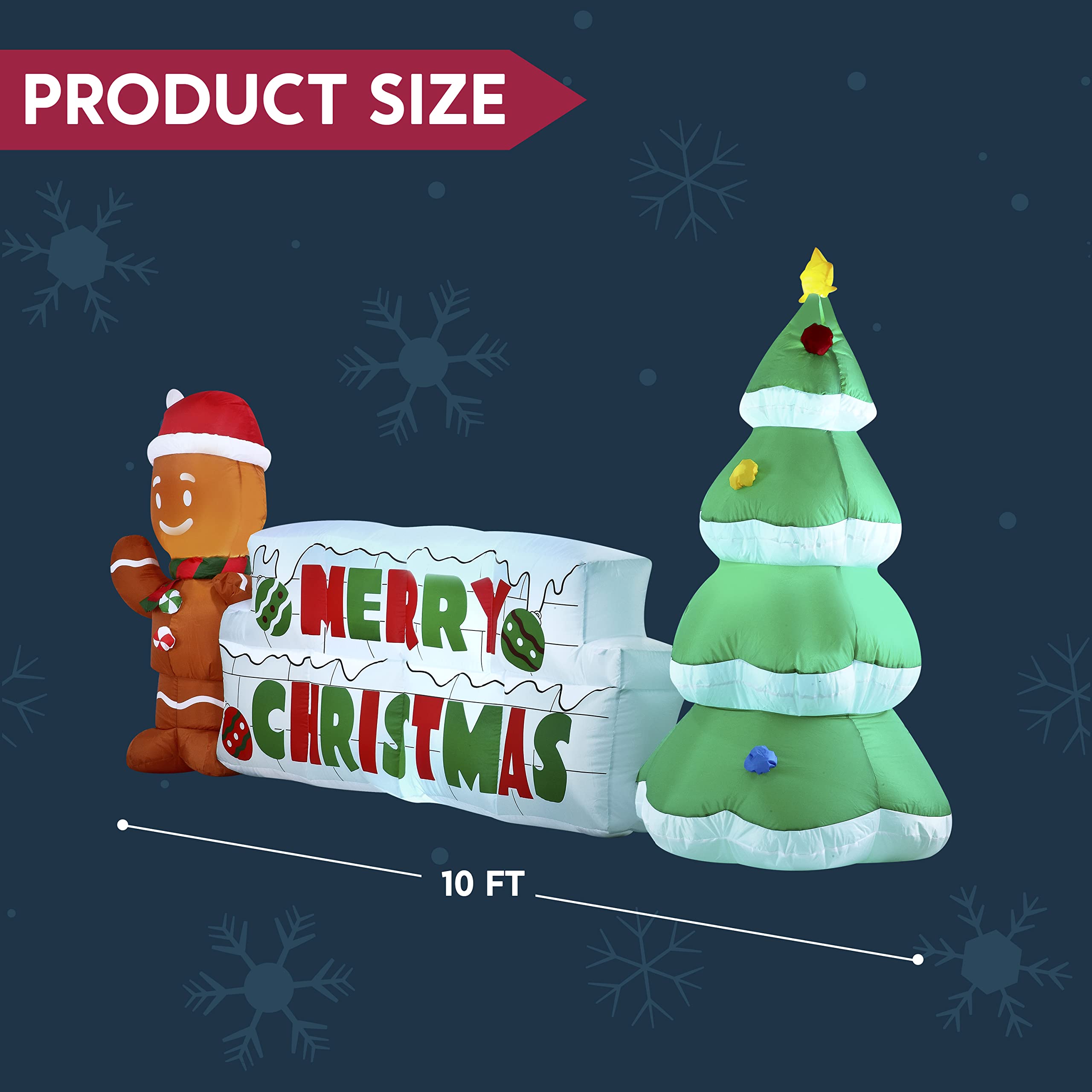 Merry Christmas Inflatable dimensions of 10 foot length