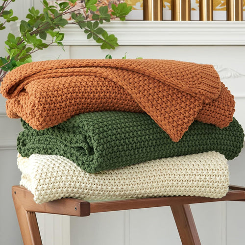 Chunky Cable Knit Throw Blanket