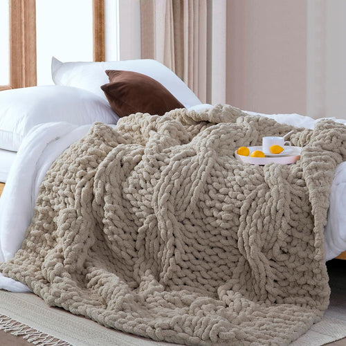 Chunky Hand Knitted Warm Throw Blanket