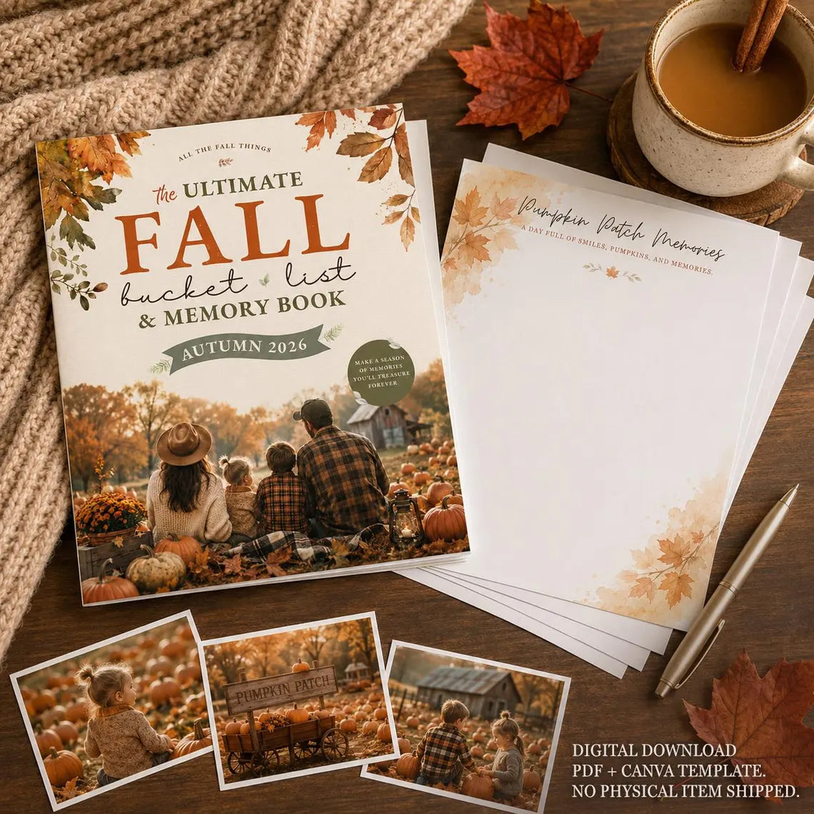 (DIGITAL BUNDLE) The Ultimate Fall Bucket List & Memory Book 2026 – Printable PDF + Canva Template