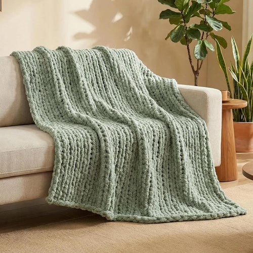 Soft Chenille Crochet Throw Blanket