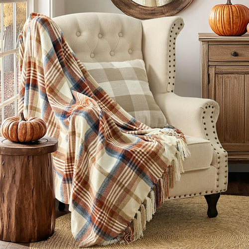 Cozy Plaid Chenille Throw Blanket